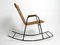 Mid-Century Modern Rocking Chair in Black Painted Metal and Rattan, 1950s, Image 2