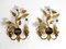 Italian Regency Floral Gilded Murano Glass Wall Lamps, 1970s, Set of 2 9