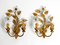 Appliques Murales Regency Floral en Verre de Murano Doré, Italie, 1970s, Set de 2 1