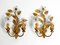 Italian Regency Floral Gilded Murano Glass Wall Lamps, 1970s, Set of 2 1