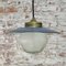 Vintage Blue Enamel and Brass Frosted Glass Pendant Light 5
