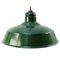 Lámpara colgante estadounidense industrial vintage esmaltada en verde, Imagen 1