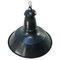 Lámparas colgantes francesas industriales vintage esmaltadas en azul y negro, Imagen 2