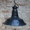 Lampade a sospensione vintage industriali smaltate blu e nere, Francia, Immagine 4