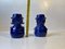 Vintage Blue Glaze Figural Man Wife Ceramic Candlesticks, 1970s, Set of 2 7