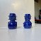 Vintage Blue Glaze Figural Man Wife Ceramic Candlesticks, 1970s, Set of 2, Image 1