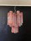 Glass Tube Chandelier with Albaster Pink Glasses, 1990, Image 1