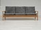 Danish 3-Seater Sofa in Fabric & Oak, 1970s 1