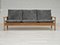 Danish 3-Seater Sofa in Fabric & Oak, 1970s, Image 1