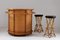 Rattan Bar & Hocker, Frankreich, 1960er, 3er Set 3