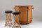 Rattan Bar and Stools, France, 1960s, Set of 3 9