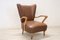 Mid-Century Brown Faux Leather Armchair 8