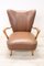 Mid-Century Brown Faux Leather Armchair 7