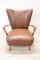 Mid-Century Brown Faux Leather Armchair, Image 7