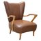 Mid-Century Brown Faux Leather Armchair 1