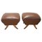 Mid-Century Brown Faux Leather Poufs, Set of 2, Image 1