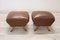 Mid-Century Brown Faux Leather Poufs, Set of 2 5