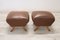 Mid-Century Brown Faux Leather Poufs, Set of 2, Image 5