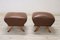 Mid-Century Brown Faux Leather Poufs, Set of 2 2