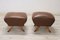 Mid-Century Brown Faux Leather Poufs, Set of 2, Image 2