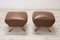 Mid-Century Brown Faux Leather Poufs, Set of 2, Image 3