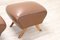 Mid-Century Brown Faux Leather Poufs, Set of 2, Image 6