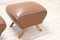 Poufs Mid-Century en Faux Cuir Marron, Set de 2 6