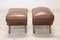 Mid-Century Brown Faux Leather Poufs, Set of 2, Image 4