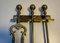 19th Century Wall Mounted Polished Brass Fireplace Tools and Holder, 1870s, Set of 4 3