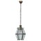 Italian Hexagonal Brass and Beveled Glass Pendant Light in Style of Adolf Loos, 1950s, Image 1