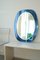 Vintage Italian Oval Mirror with Blue Glass, 1970s 2