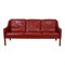 2209 Three-Seater Sofa in Red Leather by Børge Mogensen for Fredericia, 1980s 1
