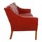 2209 Drei-Sitzer Sofa aus rotem Leder von Børge Mogensen für Fredericia, 1980er 2