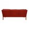 2209 Drei-Sitzer Sofa aus rotem Leder von Børge Mogensen für Fredericia, 1980er 3