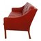 2209 Drei-Sitzer Sofa aus rotem Leder von Børge Mogensen für Fredericia, 1980er 4
