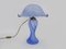 Art Nouveau Style Mushroom Lamp in Blue Glass Paste, 1980s 1
