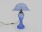 Lampe Champignon Style Art Nouveau en Pâte de Verre Bleue, 1980s 3