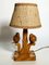 Brown Wood Bird Table Lamp, France, 1940s 10