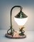 Französische Art Deco Tischlampe aus Messing Spelter Marmor & Glas Bird on Rock, 1930er 5