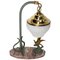 Art Deco French Brass Spelter Marble & Glass Bird on Rock Table Lamp, 1930s 3
