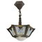 Art Deco French Bronze and Polished Glass Ceiling Lamp, 1930s, Image 1
