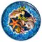 Mid-Century Barbotine Handbemalter Teller mit Meeresfrüchten aus Fayence, Frankreich 1