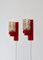 Red Lacquered Wood & Amber Glass Wall Lamps from Vitrika, Denmark, 1970s, Set of 2 2