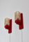 Red Lacquered Wood & Amber Glass Wall Lamps from Vitrika, Denmark, 1970s, Set of 2 3