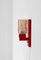 Rot lackierte Wandlampen aus Holz & Bernsteinfarbenem Glas von Vitrika, Dänemark, 1970er, 2er Set 4