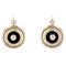 18 Karat 20th Century French Yellow Gold Pearl Round Onyx Earrings, 1890s, Set of 2 1