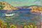 H. Valiakhmetov, Impressionistic Landscape with a Yacht, Oil on Board 1