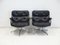 Executive Chairs in Black Leather by Charles and Ray Eames, 1960s, Set of 2 3
