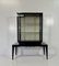 Italian Art Deco Black Lacquered and Cream Velvet Vitrine, 1940s 3