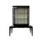 Italian Art Deco Black Lacquered and Cream Velvet Vitrine, 1940s 1